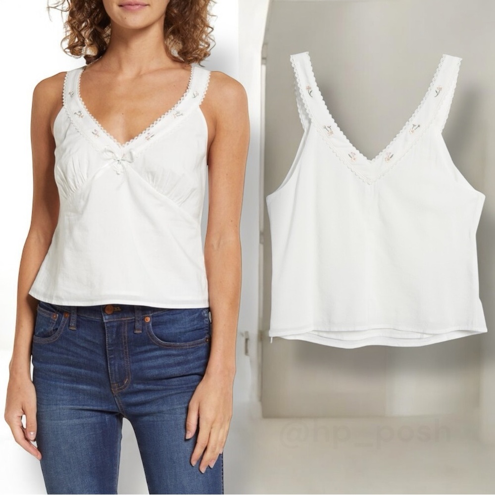 Reformation Capri mini flower embroidery Top NWT y2k